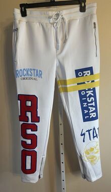 Men Rockstar Original Urban Track Pant Zipper Hip Hop Graphic Streetwear XL Logo